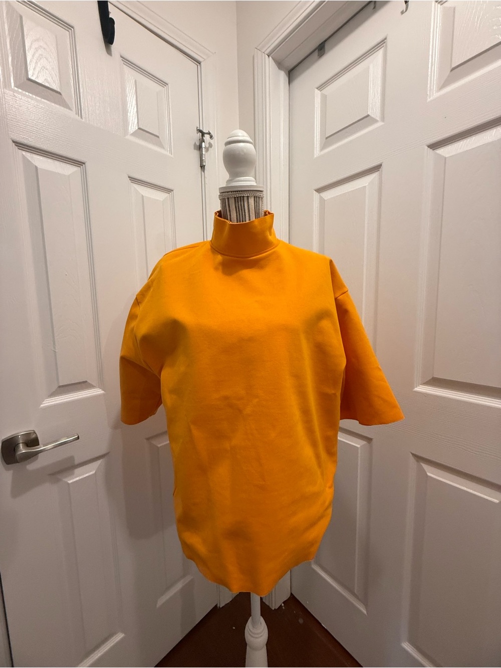Bright Orange Mock Neck Tee ZARA Small